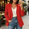 thumbnail image 2 of Sahpxhe Blazers for Women Collarless Open Front Long Sleeve Trendy Slim Fit Suit Jacket Lightweight Office Professional Workwear Red XXXL, 2 of 9