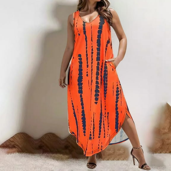 Womens Plus Size Maxi Dress Floral Print Long Beach Dress with Flowy Skirt for Resort Vacation Summer Holiday Casual Dress