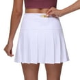 thumbnail image 4 of Pdbokew Women's Pleated Tennis Skirt Golf Skirt Athletic High-Waisted Belted Pocket Lined Shorts Fitness White L, 4 of 7