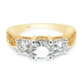 thumbnail image 3 of 1 4/5 Cttw Round Cut Lab Created Moissanite Diamond 3 Stone Bridal Engagement Ring Jewelry Gift for Women in 14K Yellow Gold Over Sterling Silver (G-H Color, VVS1 Clarity, 1.80 Cttw)-9.5, 3 of 8