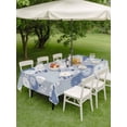 thumbnail image 4 of Outdoor Tablecloth with Umbrella Hole for Patio/Picnic/Party/Camping, Blue White Floral Waterproof Table Cloth Rectangle Table Cover Washable, Spring Botanical Leaves Farmhouse (52"x 70"), 4 of 8