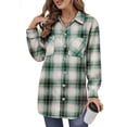 thumbnail image 4 of UVN Flannel Plaid Shirts for Women Shacket Jacket Long Sleeve Button Down Shirt Coats Top, 4 of 9