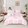 thumbnail image 4 of Homewish Cartoon Pink Flowers 2pcs Bedding Comforter Set for Female Men Teens,Retro Vintage Floral Twin Comforter Sets,Geometric Grid Buffalo Breathable Bedding Set,Microfiber Bedroom Decor, 4 of 8