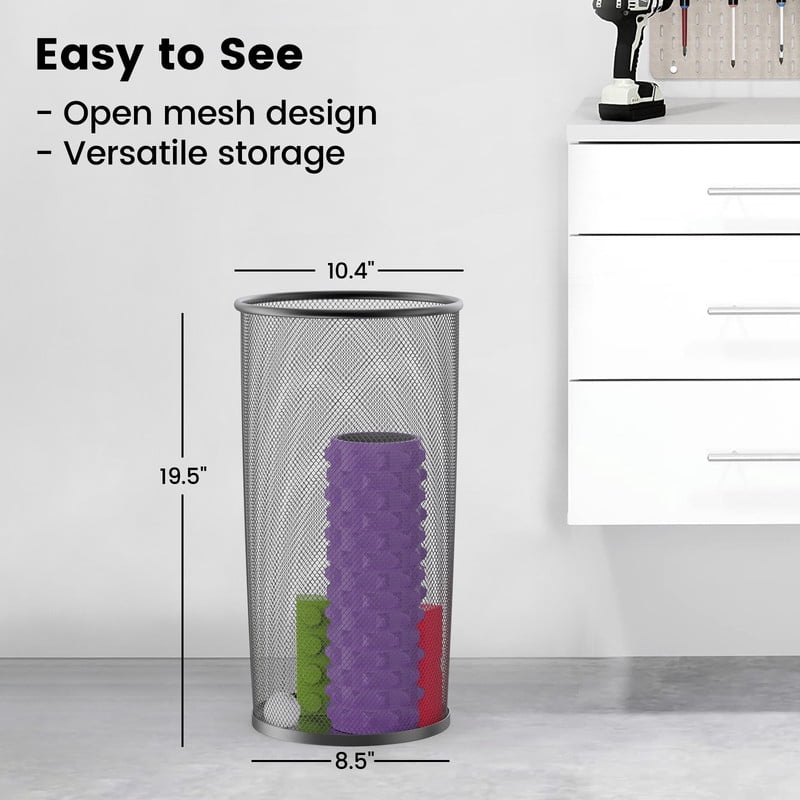 DUNCHATY 3-Pack Metal Round Umbrella Stand Rack Umbrella Holder Bin, 10x20 Inch, Canes Walking Sticks Holder, Waterproof Indoor Storage for Entryway, Wrapping Paper, Home, Office, Black