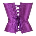 thumbnail image 3 of Corsé hasta cintura deshuesada Cincher Bustier Top Túnica sexy con botones delanteros - Púrpura, 3 of 5