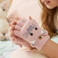 thumbnail image 4 of allydrew Winter Warm Cute Cat Fingerless Gloves for Girls, Convertible Flip Top Half Finger Mittens, Light Pink, 4 of 6