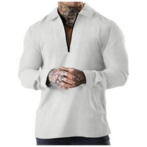 Jalioing Half Zip Golf Shirt for Men Solid Color Casual Dressy Long Sleeve Collared Shirts Loose Basic Tops