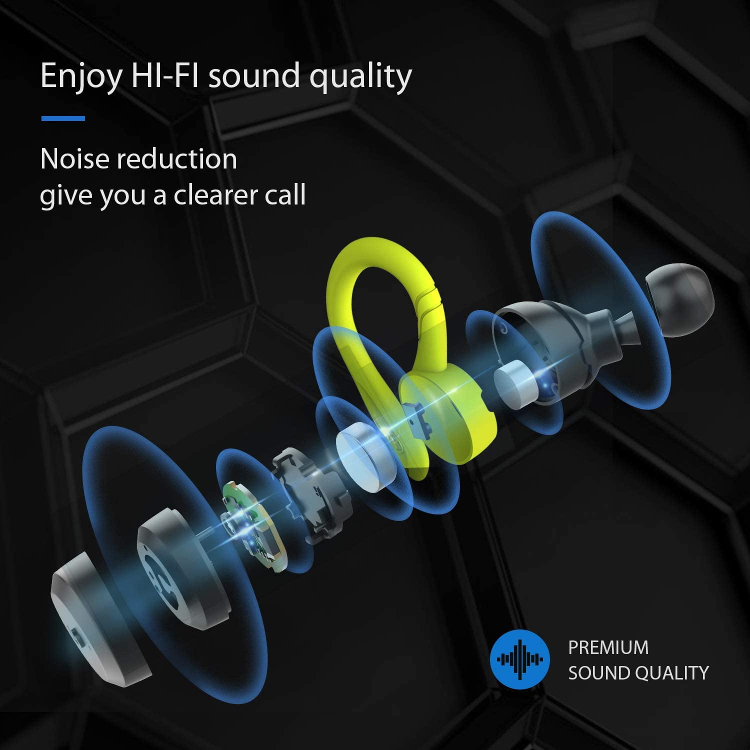 Bluetooth Headphones True Wireless Earbuds with Charging Case IPX7 Waterproof Stereo Sound Earphones Built-in Mic in-Ear Headsets Deep Bass for Sport Running, Green