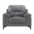 thumbnail image 3 of Pemberly Row 36" Accent Chair in Dark Gray Top Grain and Faux Leather Metal Legs, 3 of 11