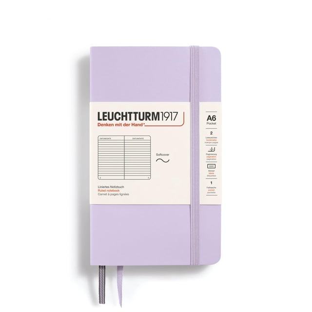 Libreta LEUCHTTURM1917, tapa blanda, A6, 123 páginas rayadas, color lila