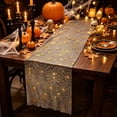 thumbnail image 6 of Extra Long Halloween Table Runner, Black Sheer Table Runner with Gold Print, Gothic Spider Web Table Decor for Halloween Party, Dining Table, Mantel, and Home Display, 6 of 6