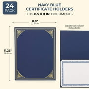 Paper Junkie Certificate Holder - Letter-Size Document Folder - Presentation Folder for Award Certificates - Diploma Cover with Gold Foil Border - Pack of 24, Letter Size, Navy Blue