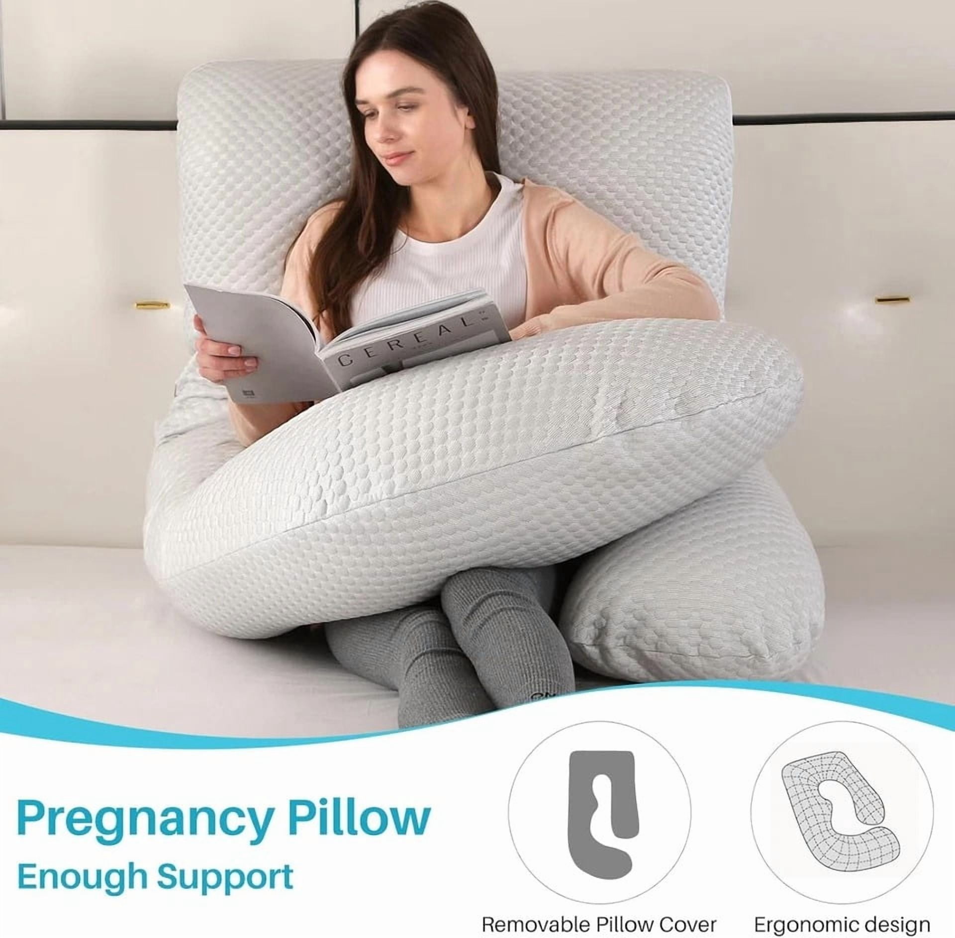 Eurhowing Large Body Pillow, Breathable Full Body Pillow for Side Sleeper, Soft Long Bed Pillow with Removable Cover for Adults, 27×57", Light Gray