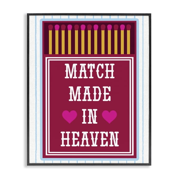 Stupell Industries Traditional Vintage Match Made In Heaven Black Framed Giclee Art, 11 x 14, by Lil' Rue