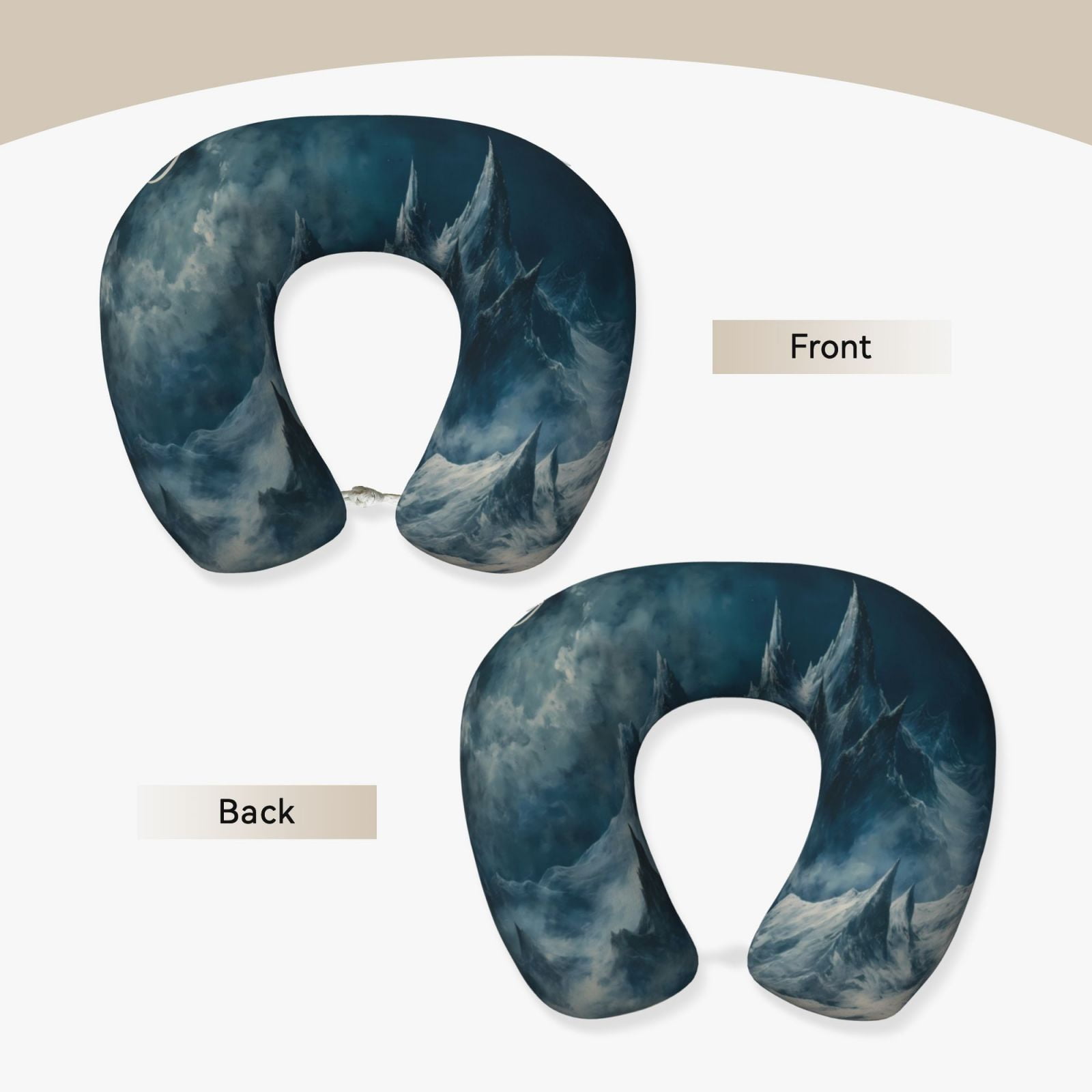 Xecao Mysterious Moonlit Mountains Print Memory Foam Cervical Neck Pillow Versatile U-Shaped Pillows for Home,Office,Camping,Travelling,Soft Washable Cover