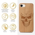 thumbnail image 4 of Case Yard Wooden Case Outside Soft TPU Silicone, Slim Fit Shockproof Wood Protective Phone Cover for Girls Boys Men and Women, Supports Wireless Charging Scary Skull Design case for iPhone-SE, 4 of 7