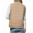 thumbnail image 6 of Dazajoo Quilted Puffer Vest Women Lightweight Stand Collar Sleeveless Winter Jacket Zip Up Button Coat with Pockets,Khaki,XXL, 6 of 8