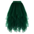 thumbnail image 2 of High Waist Sequin Skirt skirts for women equin Bodycon Mini Skirt High Low Layered Puffy Fairy Skirts A-line Midi Skirt Irregular Tutu Skirt plus size sequin skirt Work Midi Skirts (Dark Green,XL), 2 of 3