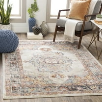 Livabliss Area Rugs for Living Room, 5x7 New Mexico Traditional Blue Rug, Bedroom Dining Room Home Decor Stain Resistant Carpet (5'3" x 7'3")