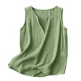 thumbnail image 5 of Women's Cotton Linen Sleeveless Crewneck Tank Top Loose Fit Casual Summer Blouse, 5 of 8