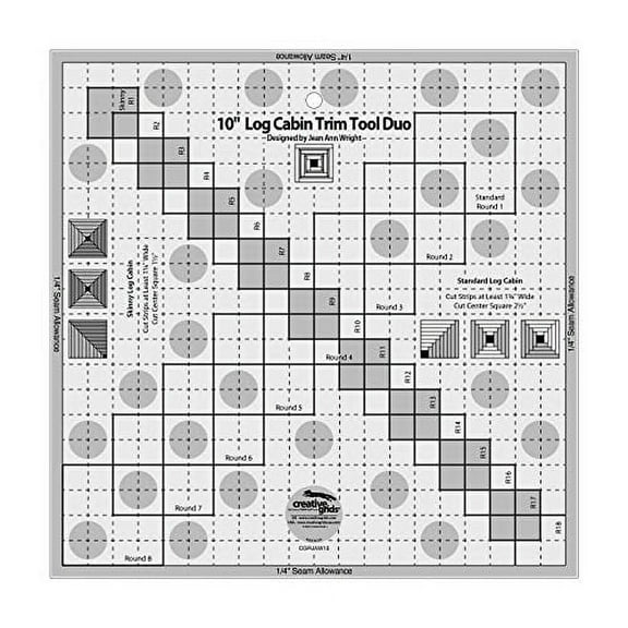 Creative Grids Quilt Ruler 10in Log Cabin Trim Tool Duo