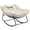 Beige, variant on DELMANGO Oversized Rocking Chair, Outdoor Egg Chair, All-Weather Patio lounger with Thick Cushion, Steel Wicker Rocker, Indoor Papasan lawn Chair for Living room Bedroom Porch Balcony Beige