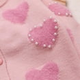 thumbnail image 5 of Esaierr Kids Baby Button Cardigan Sweater Coat for Toddler Baby Girl Sweater Long Sleeve Pearl Knitted Love Heart Coat for 0M-6T, 5 of 5