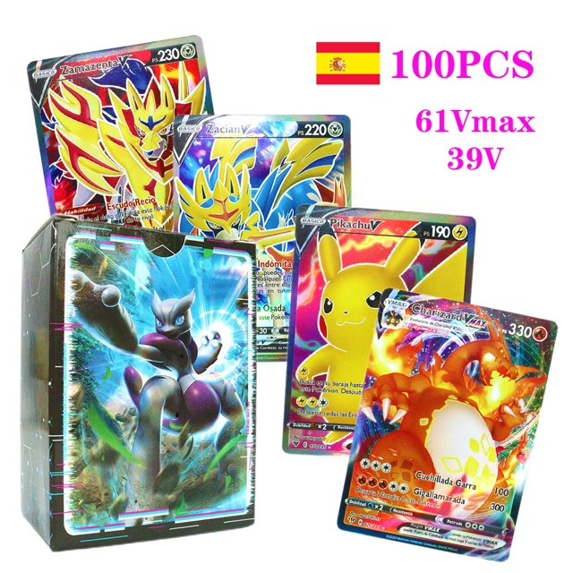 Tarjeta de Pokémon en inglés, francés, español, Vmax, GX, Tag Team, EX Mega Carte, Trading Traine, colección de juguetes de regalo Fivean unisex