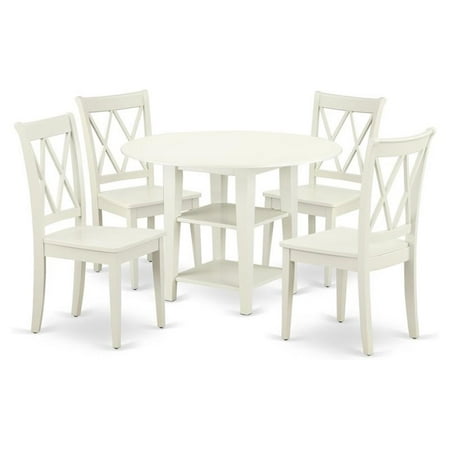 Atlin Designs 5-piece Wood Dining Set with Round Table in White