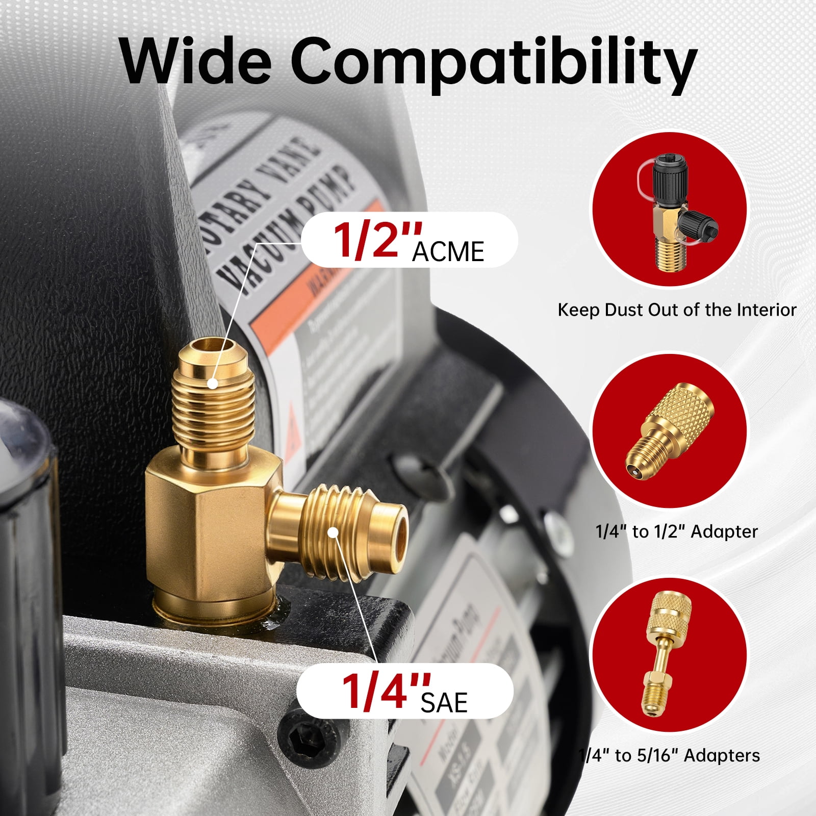 EDX 1/3 HP 4CFM R134A AC Manifold Gauge Set Aluminum Valve with 4 Set High/Low Pressure Quick Couplers for HVAC Vacuum Pump, Black