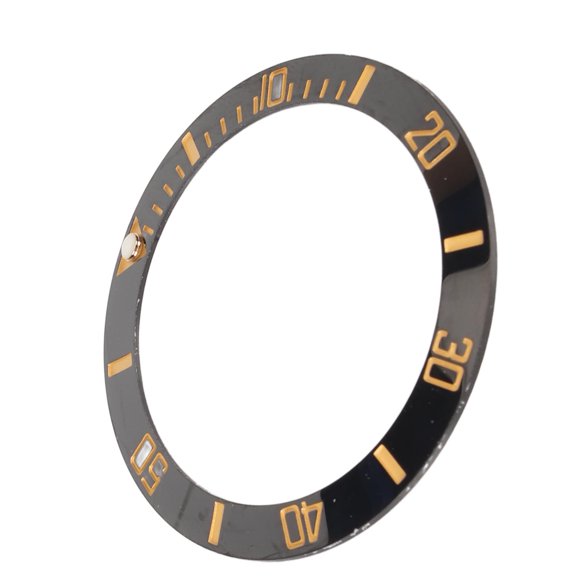 Ceramic Bezel Insert , High Hardness Luminous Prevent Scratches Watch Bezels Insert   For Watchmakers For Perfect Fitment White Character Black Back,Gold Character Black Back,White
