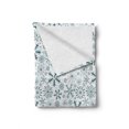 thumbnail image 2 of Winter Soft Flannel Fleece Blanket, Merry Xmas Theme Delicate Snowflakes Cold Freezing Weather Vintage Holiday Pattern, Cozy Plush for Indoor and Outdoor Use, 50" x 60", Teal White, by Ambesonne, 2 of 6