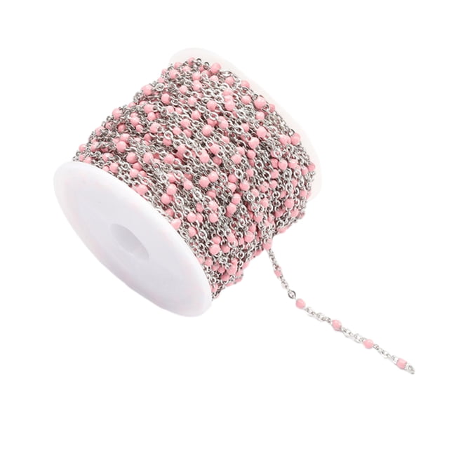 Decodeary Add Of Color With Colorful Enamel Beads Bulk Chain For Jewelry Making And Oil Steel+pink 1 Pc