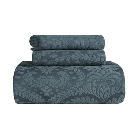 Superior 3 Piece Aspen Cotton Blend Deep Sea Bedspread Set Full