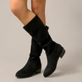 thumbnail image 2 of Rokment Women's Slouchy Mid Calf Boots Fashion Casual Solid Suede Pointed Toe Stacked Heels Pull On Knee-High Tall Dress Boots Fall Winter, 2 of 6