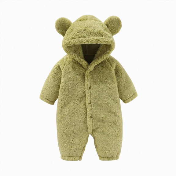 9-12 Months Preemie Sleep & Play One-Piece Bodysuit Newborn Infant Baby Boys Girls Snowsuit Winter Coat Warm Fleece Hooded Romper Jumpsuit Outfits Green Newborn Gift