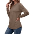 thumbnail image 3 of MOSHU 3 Pack Pullover Sweatshirts for Women Crew Neck Long Sleeve Shirts Casual Loose Fit Sweatshirts Curved Hem Tunic Tops, 3 of 9
