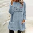 thumbnail image 2 of WREESH Womens Fashion Sweatshirt Fuzzy Fleece Crewneck Sweatshirt Print Pullover Plus Size Long Sleeve Tops Round- Neck And Winter Loose Pocket Warm Blouse Tops Blue, 2 of 4