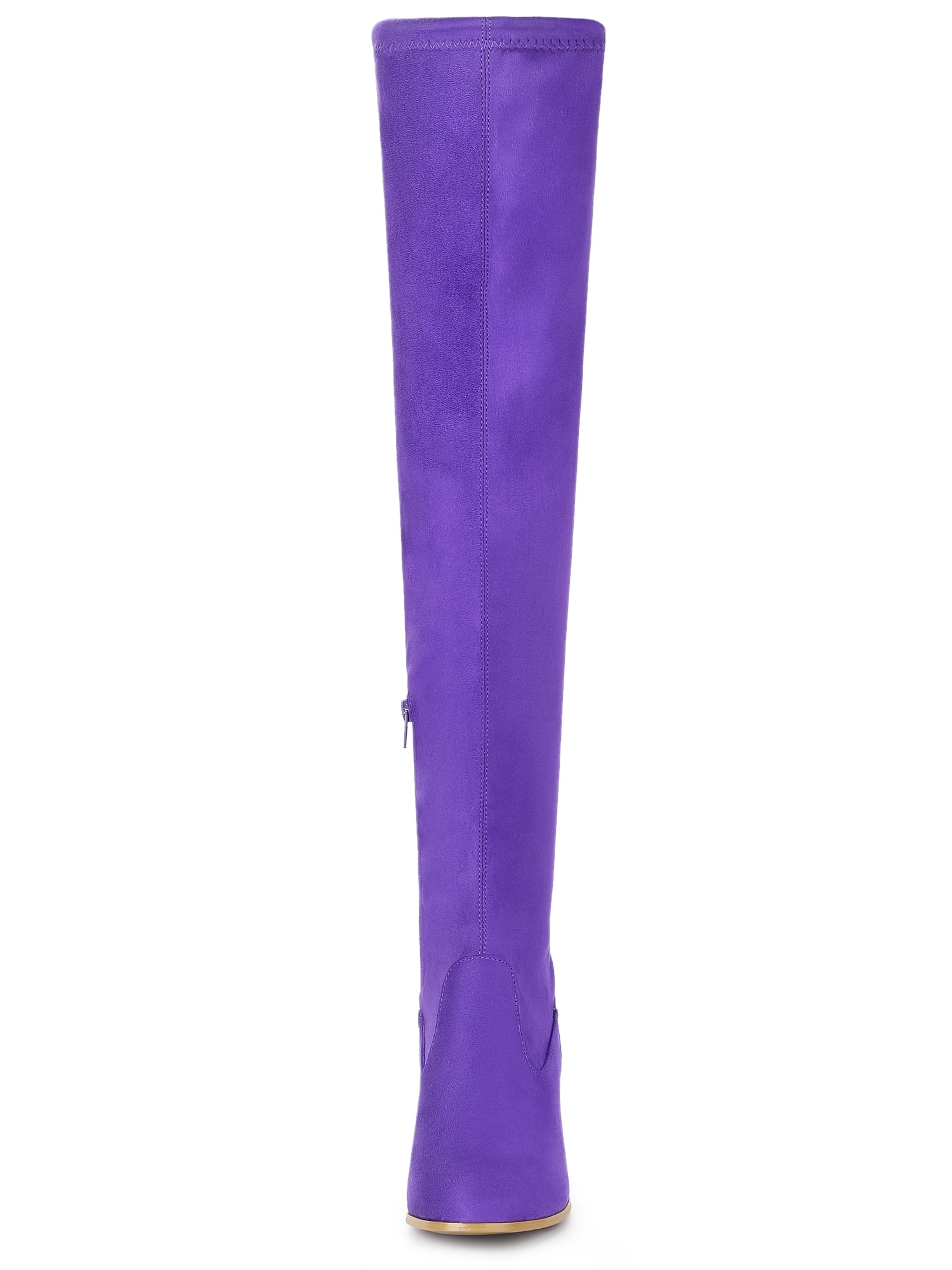 DARING DIVA Women's Rounded Toe Chunky Heel Over The Knee High Boots Purple 8.5