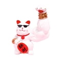thumbnail image 2 of Escultura decorativa de resina con forma de gato de la suerte y fortuna Maneki Feng Shui Dibujo de dinero rosa, 2 of 9