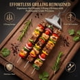 thumbnail image 2 of 3-Way Grill Skewers, 14.7 Inch Stainless Steel 3-Prong Metal BBQ Skewers for Grilling with Slider Push Bar, Reusable Metal Barbecue Sticks for Meat Chicken Sausage Vegetables Shrimp Outdoor (3Pcs), 2 of 9