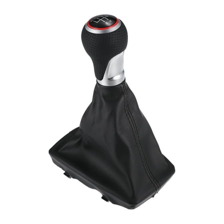Unique Bargains 1 Pc 5 Speed Shift Knob with Cover - Stick Shifter Lever Knob - for Audi A4 07-15 Faux Leather, Black