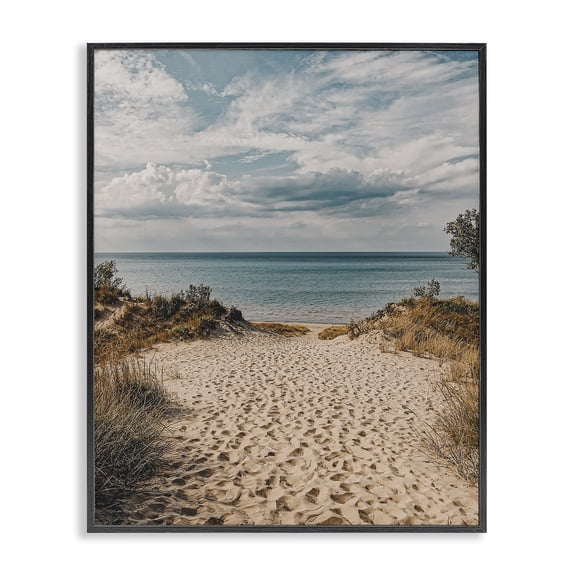 Stupell Industries Traveled Beach Path Nautical & Beach Photography Black Framed Art Print Wall Art, 11 x 14