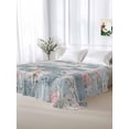 thumbnail image 5 of Blue Pink Botanical California King Size Flat Sheet, Wrinkleproof & Fadeproof Cooling Flat Bed Sheet Only, Spring Floral Vintage Breathable Soft Bedding Top Sheets 108 x 98 Inches, 5 of 8
