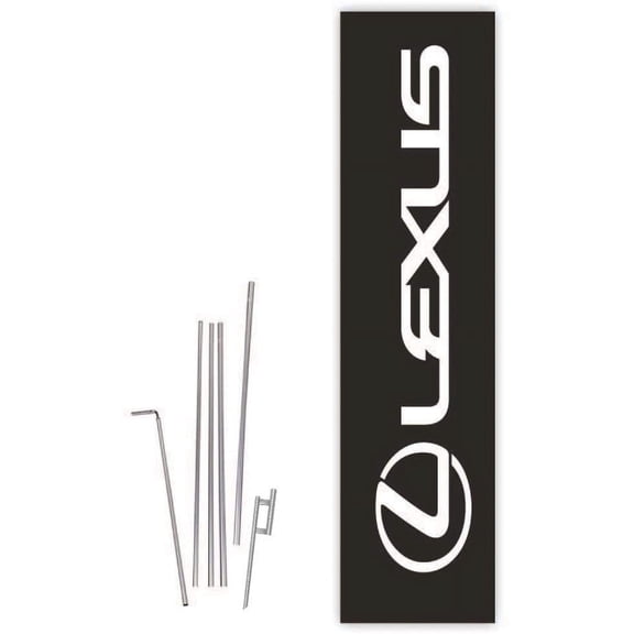 Cobb Promo Lexus Black Rectangle Boomer Flag with Complete 15ft Pole kit and Ground Spike
