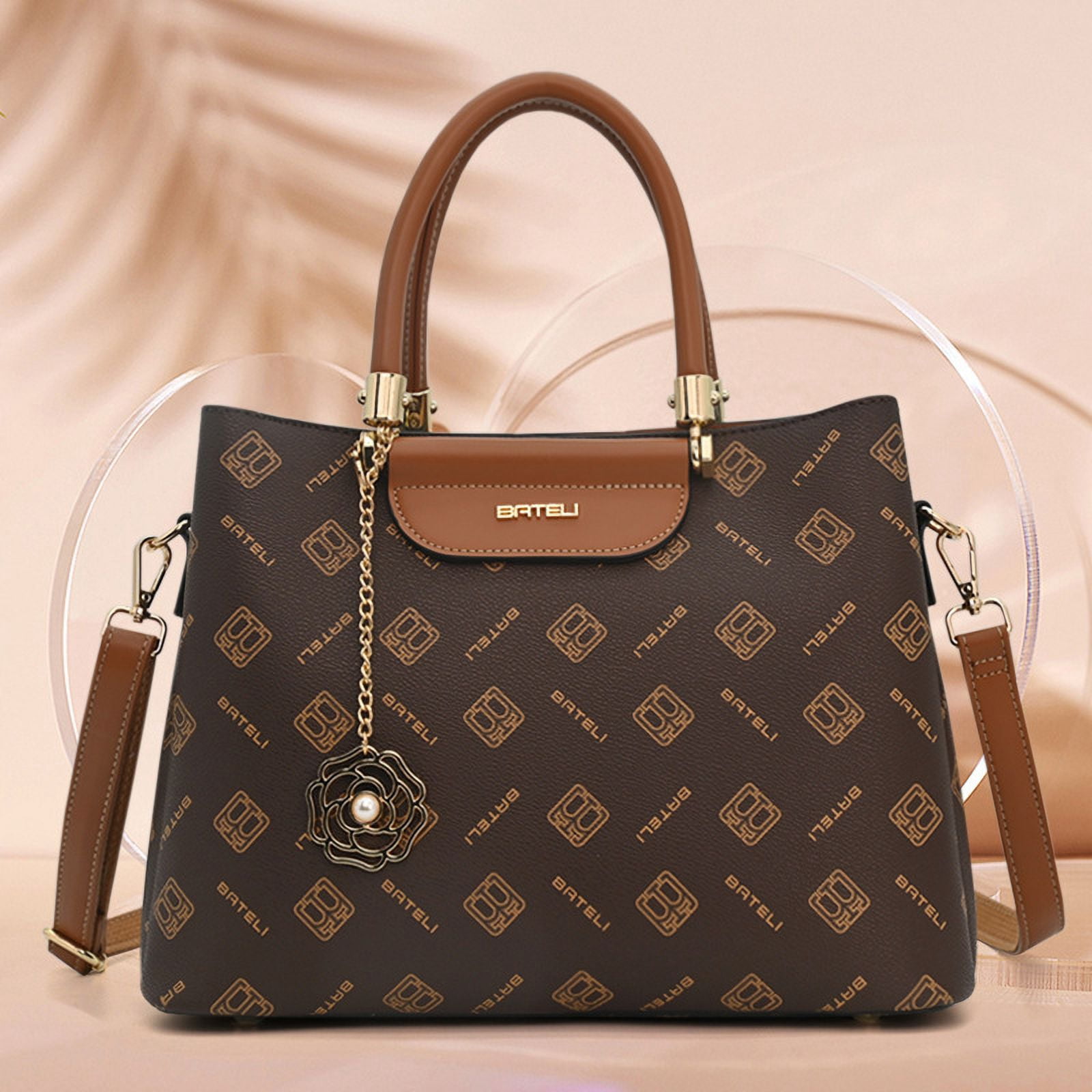 Purses and Handbags for Women Printed Shoulder Tote Bags Retro Top Handle Satchel Vegan Leather Work Bag Designer Crossbody Bag