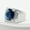 Dark blue, variant on Men Women Round Multicolor Stone Ring Silver Stainless Steel Pinky Party Gift-Green-9