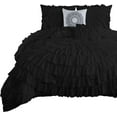 thumbnail image 2 of D.N.G. BEDDINGS 100% Egyptian Cotton 1 Piece Circle Ruffle Comforter with 1 Freebie Ruffle Pillow | 550 GSM Filled Microfiber - Oversized Super King Size, Black Color - 800 Thread Count, 2 of 5