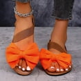 thumbnail image 5 of Orange Women'S Slide Sandals Bow Decor Open Toe Flat Comfortable Casual Sweet Style Summer Daily Wear Lightweight Indoor Outdoor Home Beach Shoes Size 39, 5 of 9