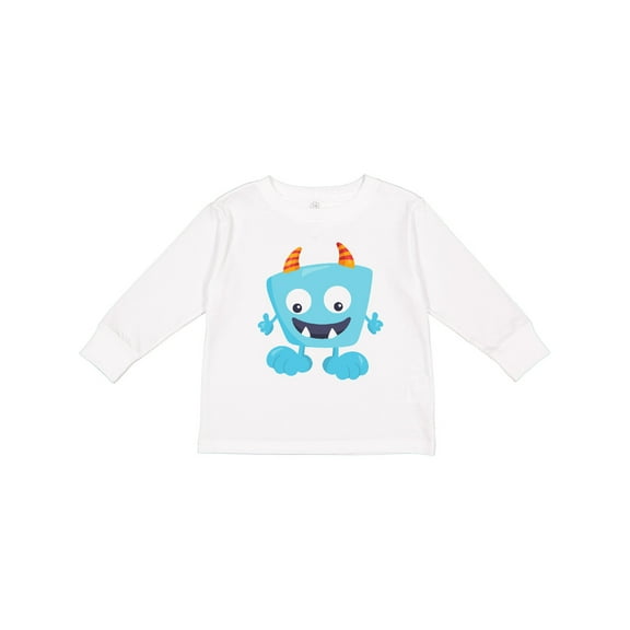 Inktastic Cute Monster, Blue Monster, Funny Monster, Horns Boys or Girls Long Sleeve Toddler T-Shirt